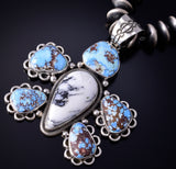 Silver & Golden Hills Turquoise Navajo Turtle Pendant by Erick Begay 5H03D