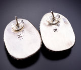 Silver & White Buffalo Turquoise Navajo Handmade Earrings by Elouise Kee 6J31P