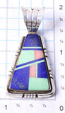 Vintage Silver Multistone Navajo Inlay Pendant 6A03X
