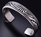 Vintage Silver Navajo Handmade Basket Design Bracelet by Steven Begay 5K17E