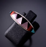 Size 9 Zuni Multistone Inlay Silver Ring by Tammie Qualo 6K27T