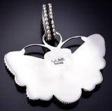 Silver & Turquoise Navajo Handmade Butterfly Pendant by Phyllis A. Smith 6D27B