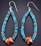 Silver & Kingman Turquoise Navajo Jacla Loop Earrings by Corraine Smith 6J30S