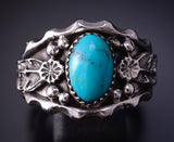 Size 12-3/4 Silver & Turquoise Navajo Men's Ring by Genevieve Francisco 5J29D