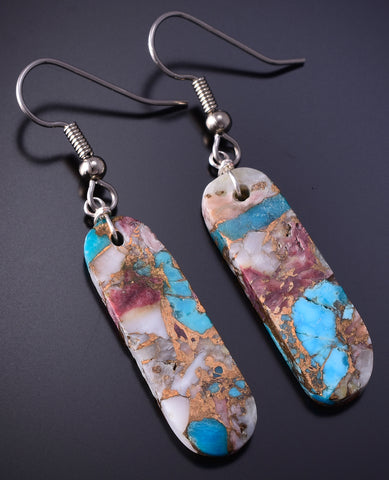 Santo Domingo Kingman Turquoise Slab Earrings by Randy Garcia 4J02O