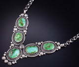 Silver & Sonoran Gold Turquoise Victory Navajo Necklace by Tom Lewis 5L05B