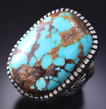 Size 13 Silver & Royston Turquoise Navajo Handfiled Men's Ring Erick Begay 6C02E