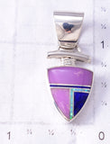 Vintage Silver Multistone Navajo Inlay Arrowhead Pendant by Shiela Tso 6F09Q