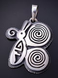 Silver Hopi Handmade Butterfly Pendant by Gerald Lomaventema 5H25V