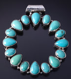 Vintage Silver & Turquoise Navajo Concho Pendant by PB 5E06S