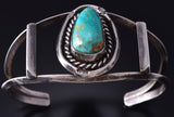Vintage Silver & Turquoise Navajo Open Face Bracelet 5G28L