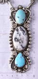 Silver & Golden Hills Turquoise White Buffalo Navajo Necklace Erick Begay 6C02X