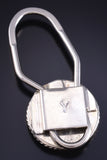 Silver & Turquoise Multistone Navajo Inlay Key Ring by Arnold Yazzie 5L25O