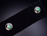 Green Fire Opal - Navajo Handmade Sterling Silver Post Earrings by Juanita Manygoats - 6J31A