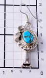 Traditional Navajo Squash Blossom Earring with Kingman Turquoise 6K02M
