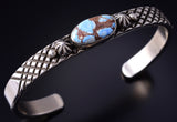 Silver & Golden Hills Turquoise Navajo Concho Men's Bracelet - Erick Begay 5H01U