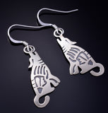 Silver Navajo Handmade Howling Wolf Earrings by Robert Gene 5G22W