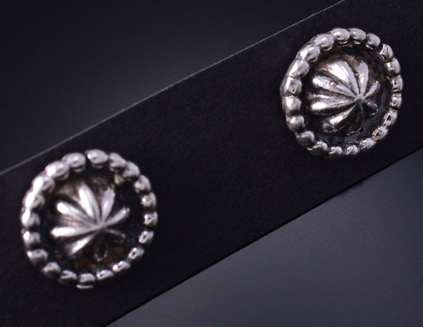 Silver Navajo Concho Post Earrings by Etta Larry 5G18K