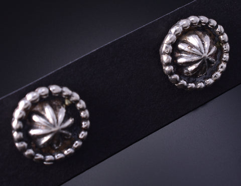 Silver Navajo Concho Post Earrings by Etta Larry 5G18K