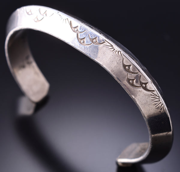 Vintage Silver Navajo Handmade Rain Clouds Bracelet 6E14O