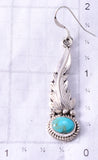 Silver & Turquoise Navajo Handmade Feather Earrings by Rita Largo 6D07P