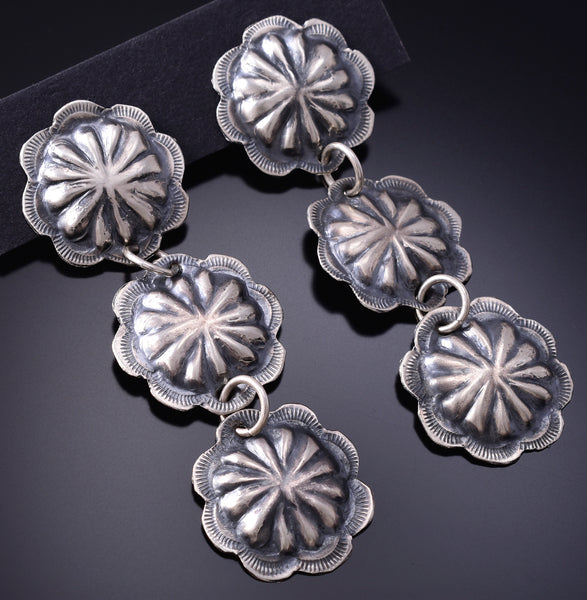 Sterling Silver Three Navajo Concho Earrings - 6K02H