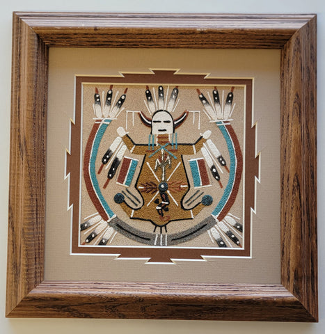Navajo Sand Painting by Glen Nez - 9-1/2 x 9-1/2 - 4D12B