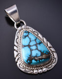 Vintage Silver & Turquoise Navajo Handmade Pendant by NE 5K10R