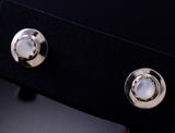 Mother of Pearl - Navajo Handmade Sterling Silver Post Earrings by Juanita Manygoats - 6J31