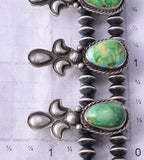 Silver & Sonoran Gold Turquoise Navajo Squash Blossom Necklace & Earrings by A. Gordon 5K22F