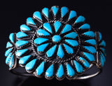 Vintage Silver & Turquoise Navajo Concho Bracelet stamped SMB 5G12H