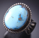 Size 10-3/4 Silver & Golden Hills Turquoise Navajo Round Ring - Tillie Jon 6H25H