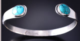 Vintage Men's Silver Bracelet with Turquoise on the Ends by Emerson Bill - 5L17S
