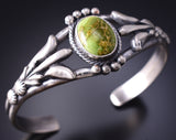 Silver & Sonoran Gold Turquoise Navajo Handmade Bracelet by Bobby Platero 6F17N