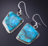 Silver & Turquoise Navajo Handmade Earrings by Arlene Lewis 5G16K