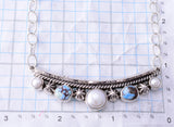 Silver & Golden Hills Turquoise & Fresh Water Pearl Navajo Necklace by Erick Begay 3H20Z
