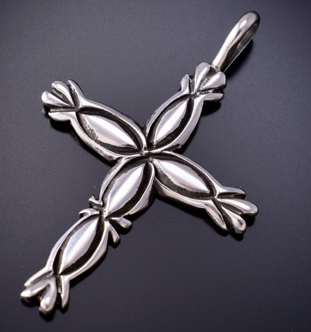 Silver Cross Pendant by Erick Begay 6J30X