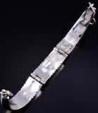 Vintage Silver & Jet Multistone Navajo Inlay Link Bracelet by Chester Benally 5L17B