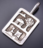 Reversible Silver Navajo Woman Child Canyon De Chelly Pendant Ravis Henry 6D20L