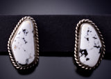 Silver & White Buffalo Turquoise Navajo Handmade Earrings by Elouise Kee 6J32H