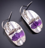 Silver & Amethyst Navajo Handmade Refection Earrings by Jeremy Harrison 6H06M
