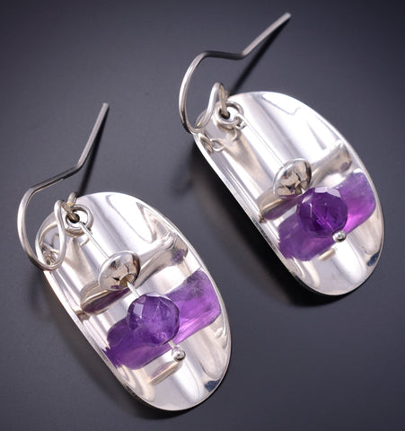 Silver & Amethyst Navajo Handmade Refection Earrings by Jeremy Harrison 6H06M