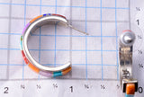 Large Inlay Hoop Earring by Navajo Aldora Henry 6K02U
