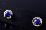 Purple Fire Opal - Navajo Handmade Sterling Silver Post Earrings by Juanita Manygoats - 6J31K