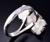 Size 7-1/2 Silver & Mediterranean Coral Navajo Ring by Norvin Johnson 5L20W