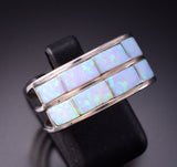 Size 10 Silver & Opal Navajo Inlay Ring by Claresse Kylestewa 3F22A