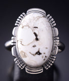 Size 10-1/4 Silver & White Buffalo Turquoise Navajo Ring - Sheryl Martinez 5L10K