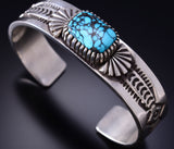 Silver & Hubei Turquoise Navajo Handmade Bracelet by Erick Begay 6F27L