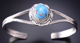 Silver & Golden Hills Turquoise Navajo Handmade Bracelet by Virgil Chee 6G29W