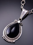 Silver & Onyx Navajo Handmade Pendant by Samuel Yellowhair 3F05K